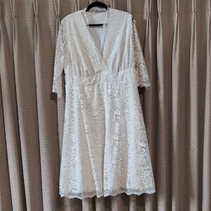 NWT Women's Size 2X Kiyonna Bridal White Bella  Lace Lined Dress